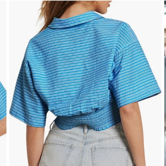 🆕️NWT Circus NY Nicole Stripe Cotton Seersucker Button-Up Shirt, Size XL - Picture 7 of 13